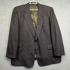 Ferraci Blazer‎ Mens 54T Blue Brown Wool Silk Houndstooth Suit Jacket Sport Coat
